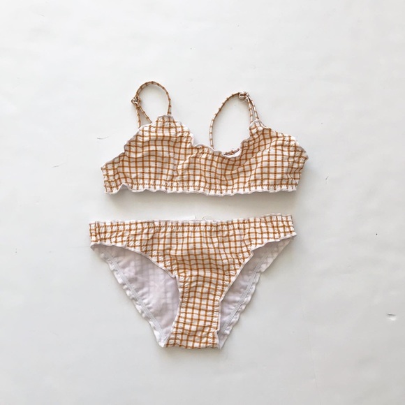 Zara Other - Zara NWT mustard grid plaid 2 pc bikini 8-9Y